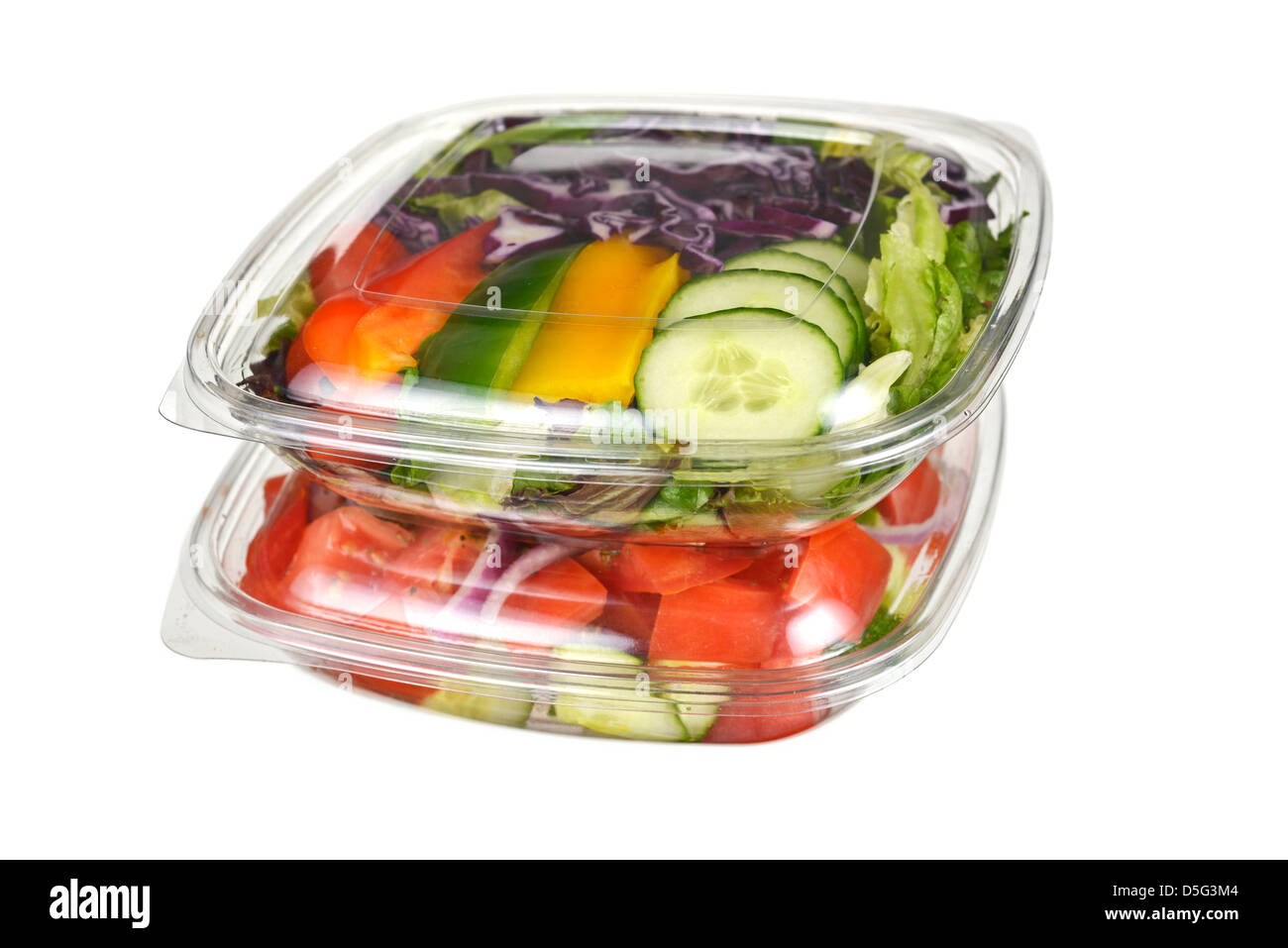 Packaged Salad, in Plastic Container Stock Photo