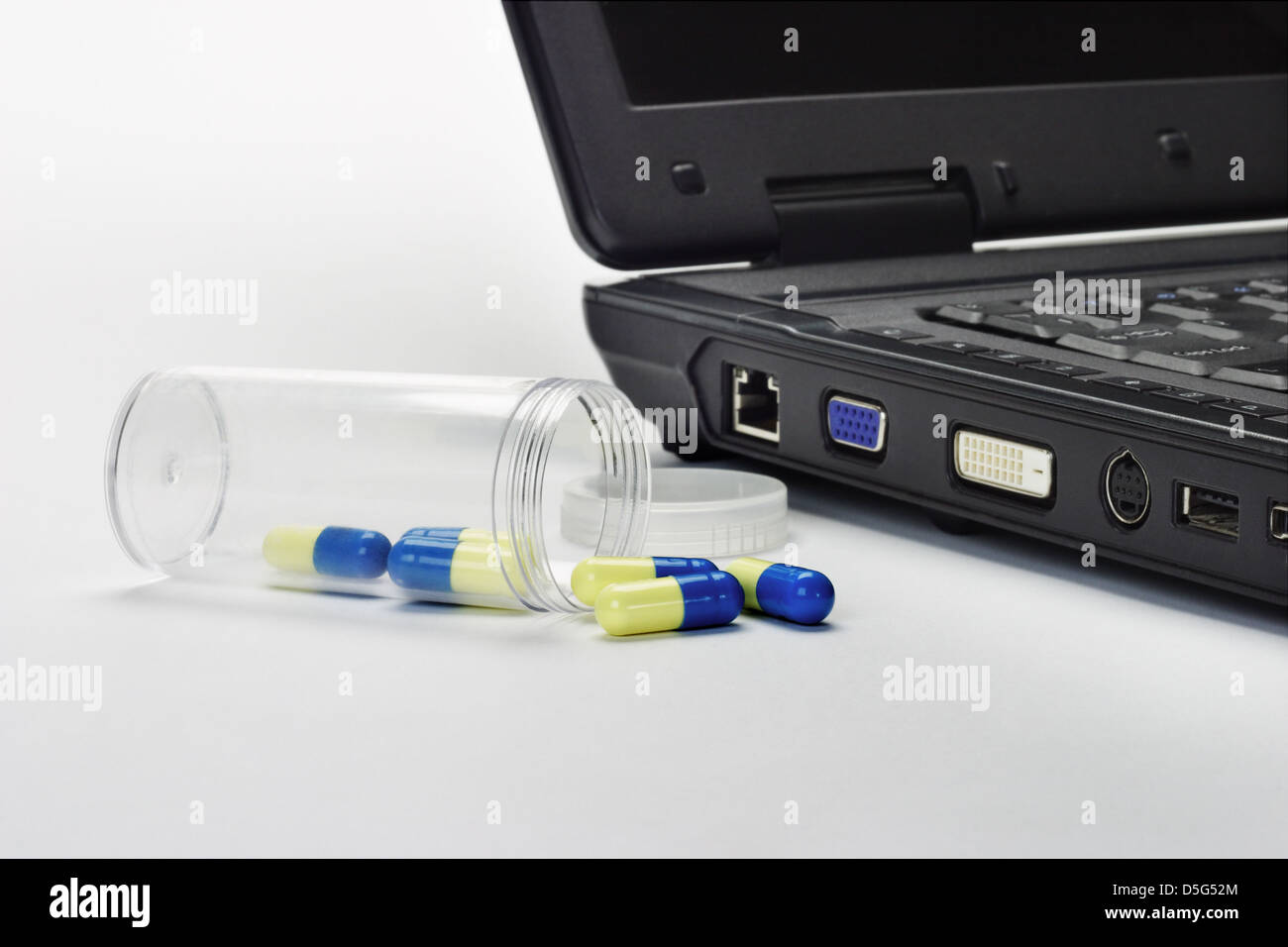 Medicine concept computer keyboard pill hires stock photography and