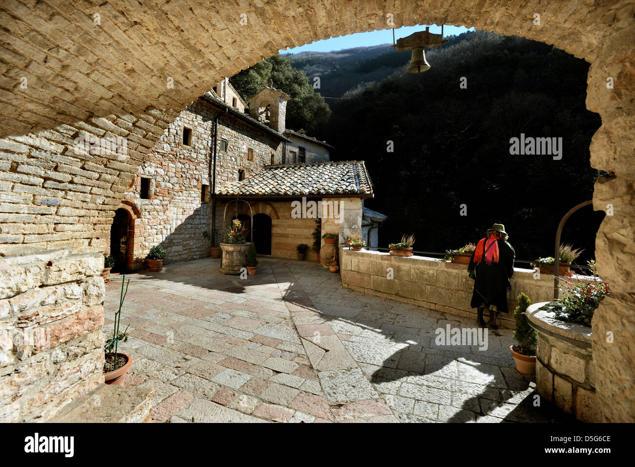 The location where St Francis of Assisi found inspiration for his doctrine at Eremo delle Carceri hermitage Assisi Umbria Italy Stock Photo