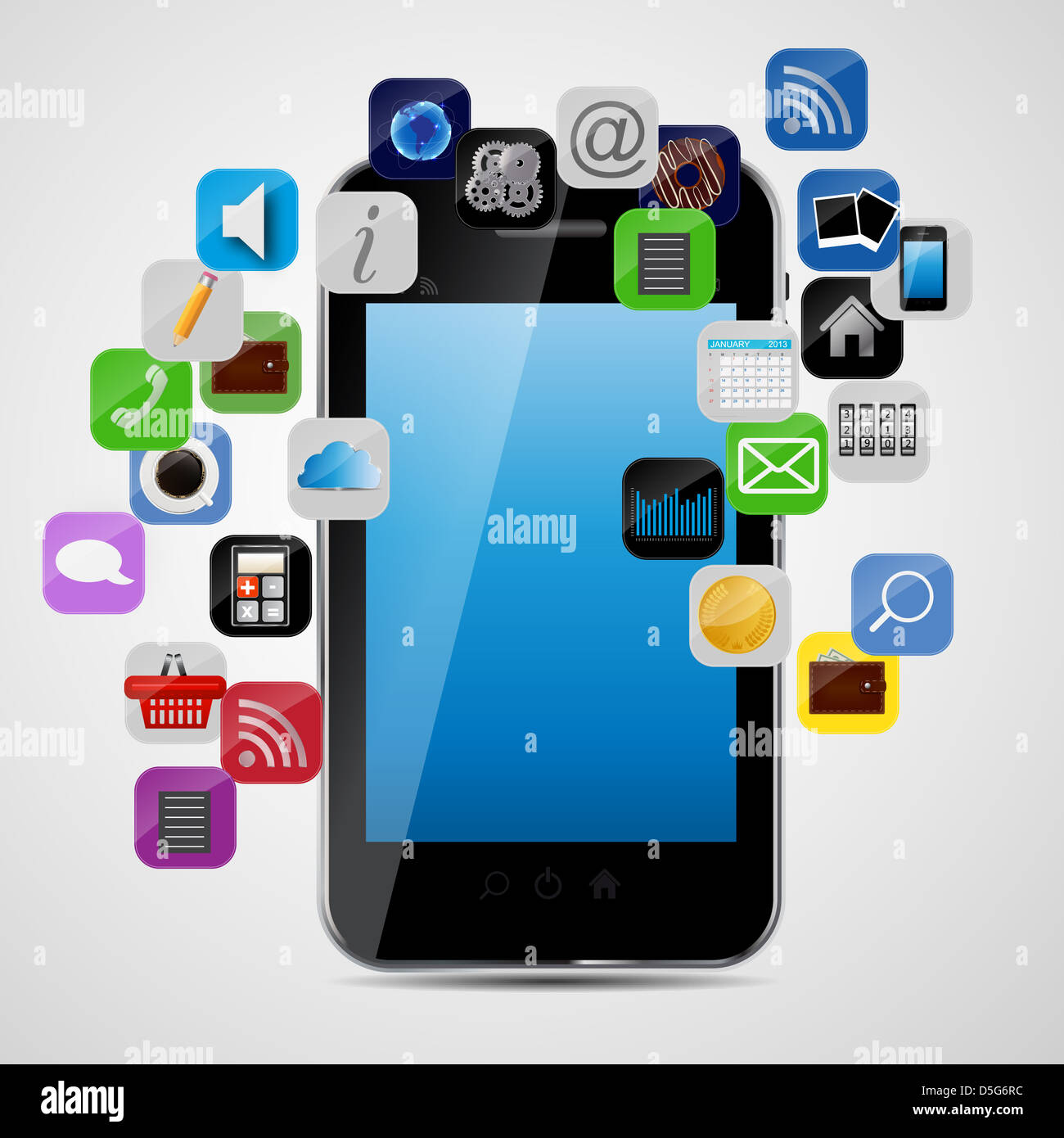 Universal design phone with apps icons vector illustration Stock Photo ...