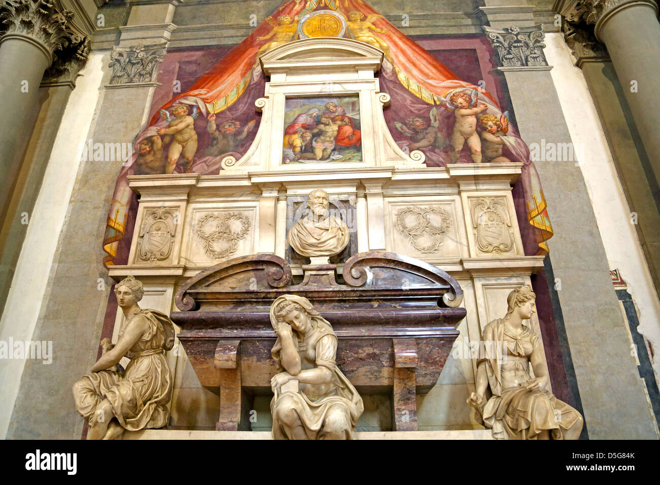Tomb of Michelangelo in Basilica Santa Croce in Florence Italy Stock Photo