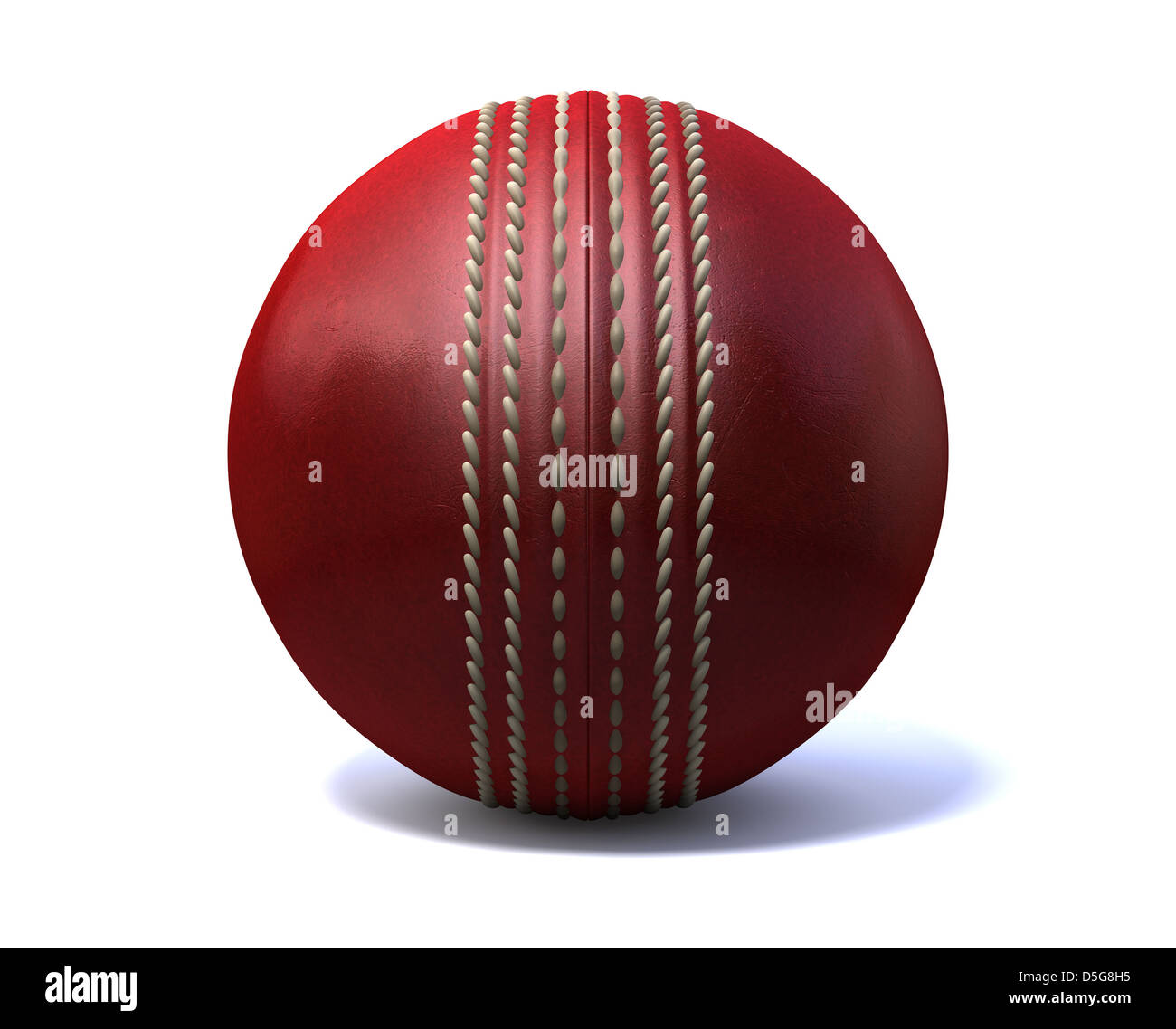 An red leather cricket ball isolated on a white background Stock Photo
