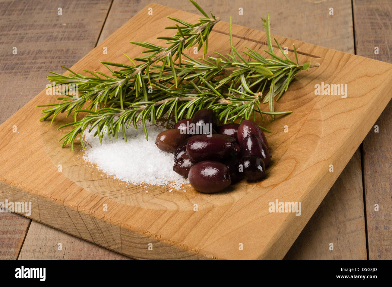 Kalamata olives with rosemary and salt ready to prepare Stock Photo Alamy