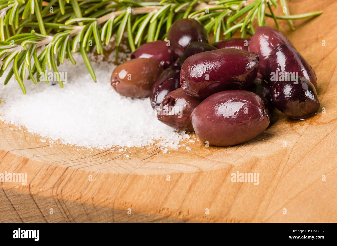 Kalamata olives with rosemary and salt ready to prepare Stock Photo Alamy