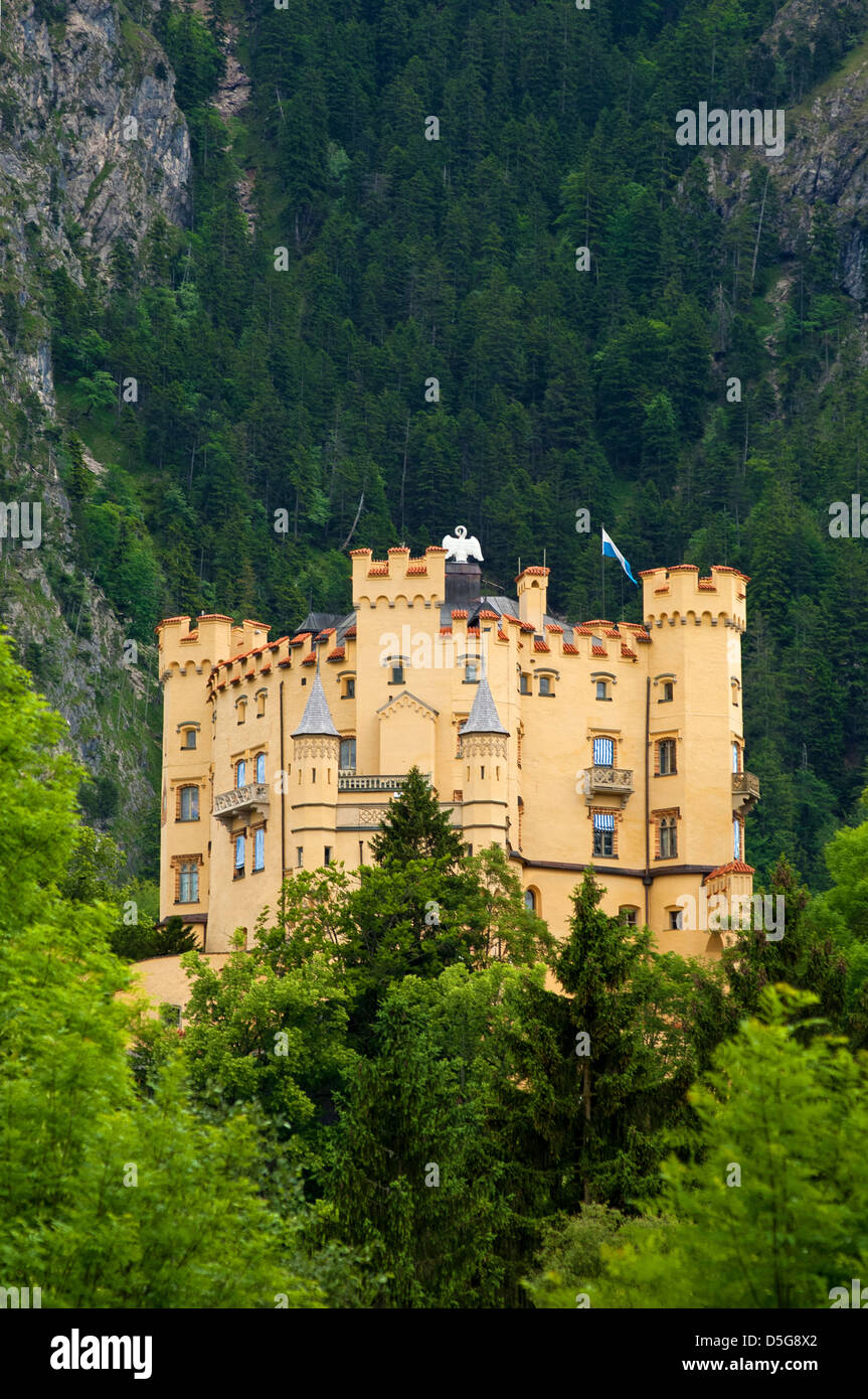 Schloss Hohenschwangau castle, Schwangau near Fuessen, Allgaeu, Bavaria, Germany Stock Photo
