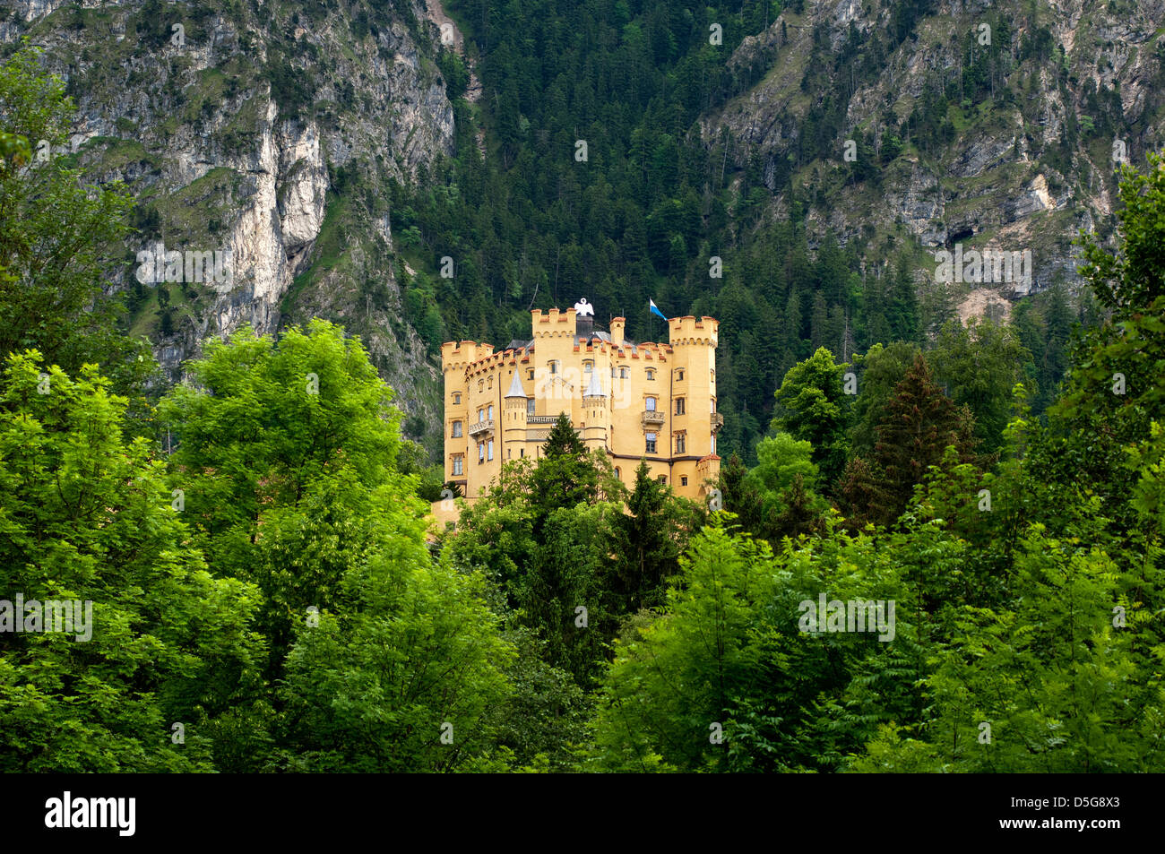 Schloss Hohenschwangau castle, Schwangau near Fuessen, Allgaeu, Bavaria, Germany Stock Photo