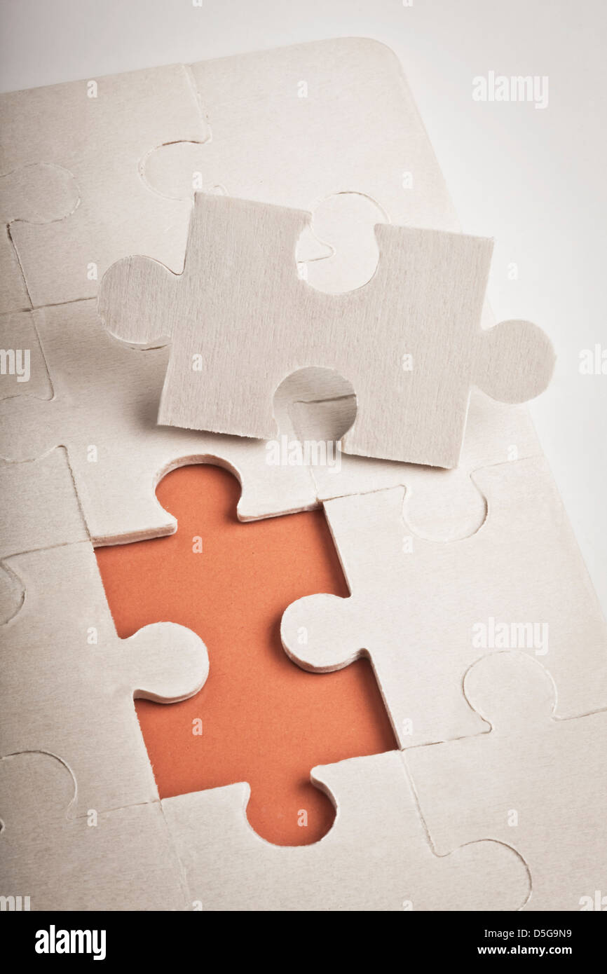 Jigsaw puzzle with one piece missing stock photo alamy