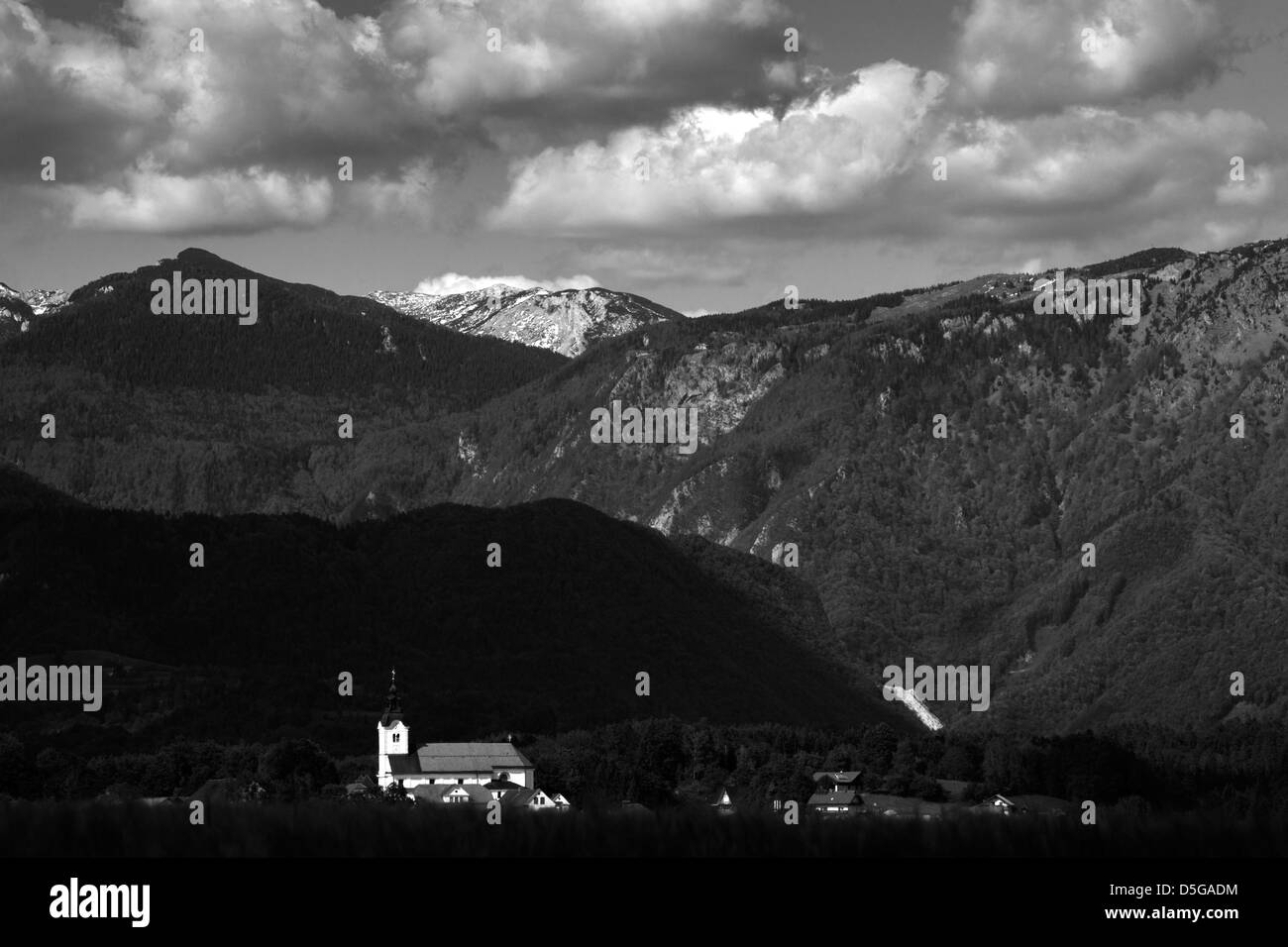 Baroque church in the alps Black and White Stock Photos & Images - Alamy