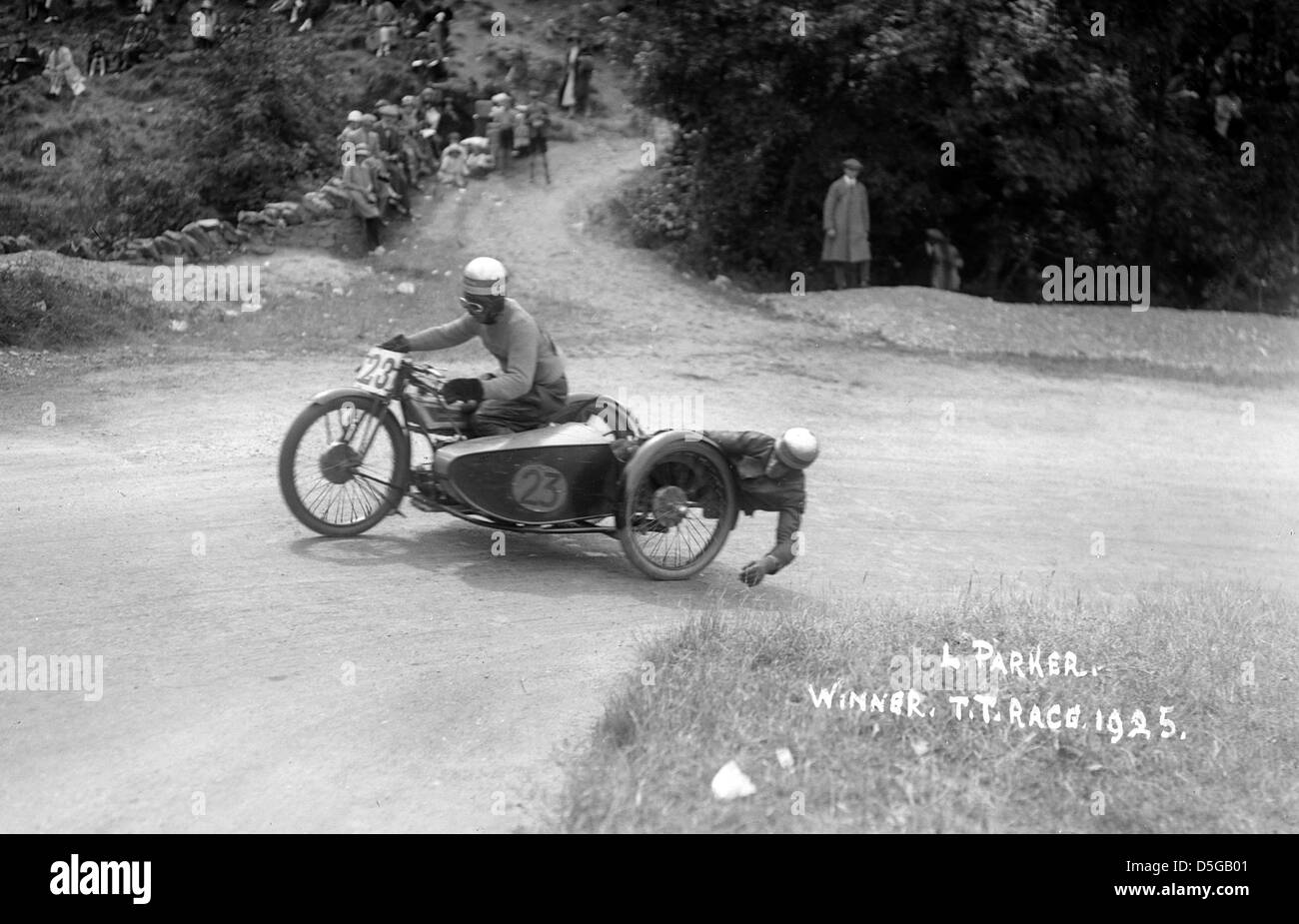 Douglas, Parker - Horstman winners of 1925 Isle of Man sidecar TT Stock Photo