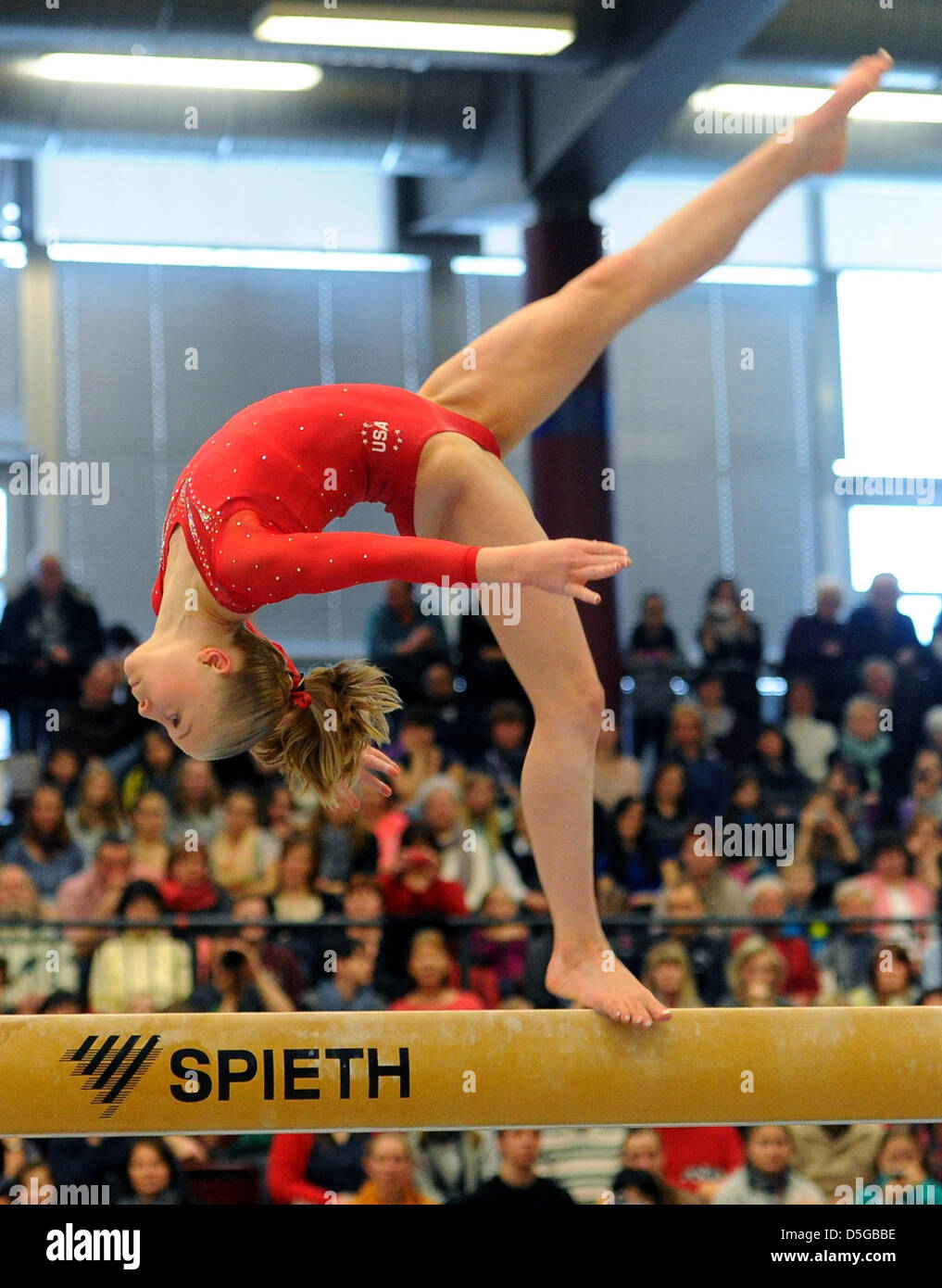 The USAmerican gymnast Bailie Key on the balance beam at an