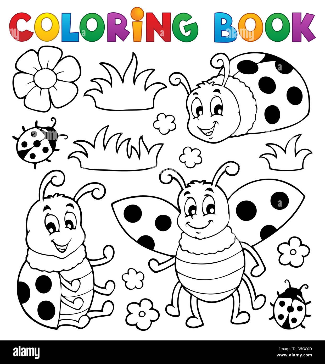 Coloring book ladybug theme 1 - picture illustration Stock Photo - Alamy