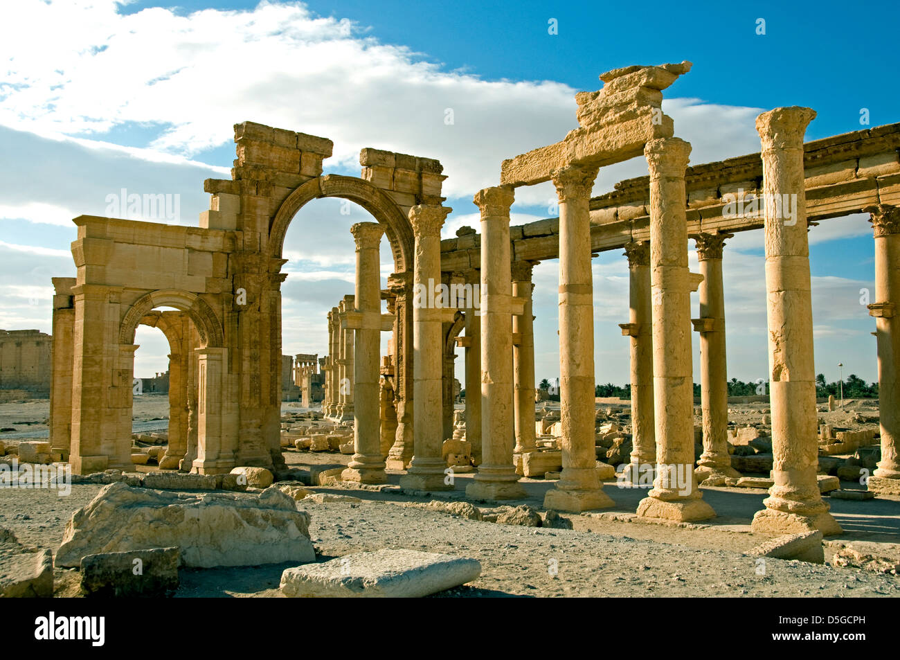 Triumph Arch, 2 Cent Palmyra ,Roman Syria Syrian, ( ISIS militants have destroyed the iconic Arch of Triumph in Palmyra ) Stock Photo
