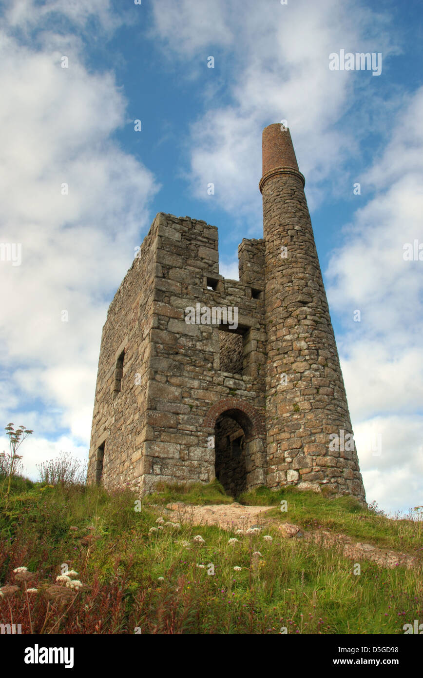 The abandoned engine house of Ding Dong tin mine, Cornwall Stock Photo