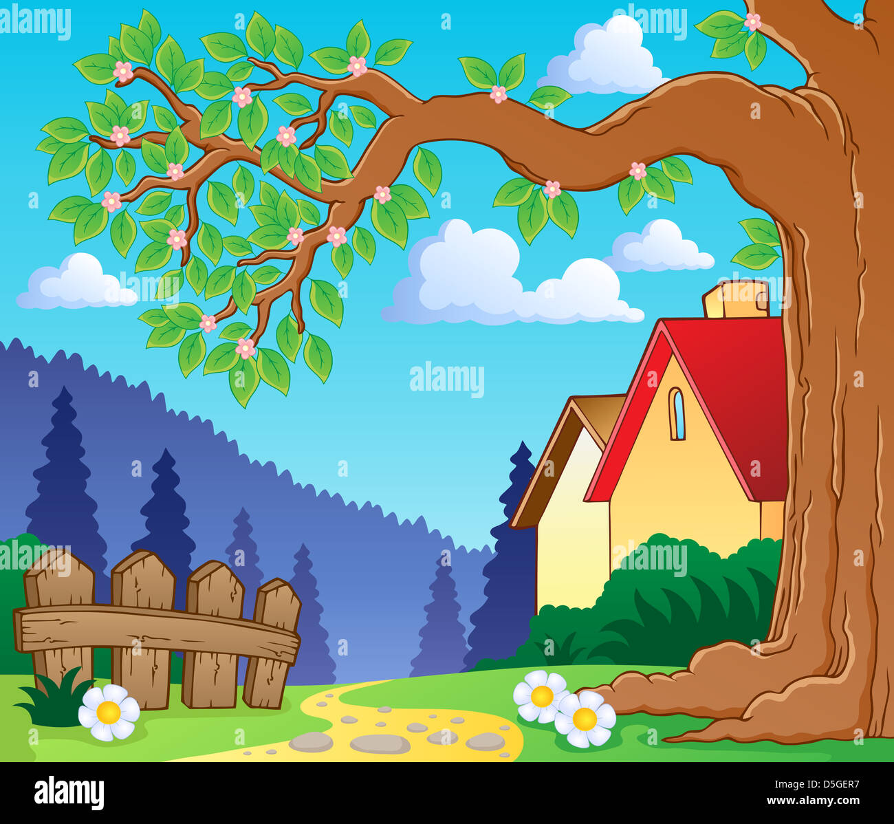 Tree branch in spring theme image 2 - picture illustration Stock Photo ...