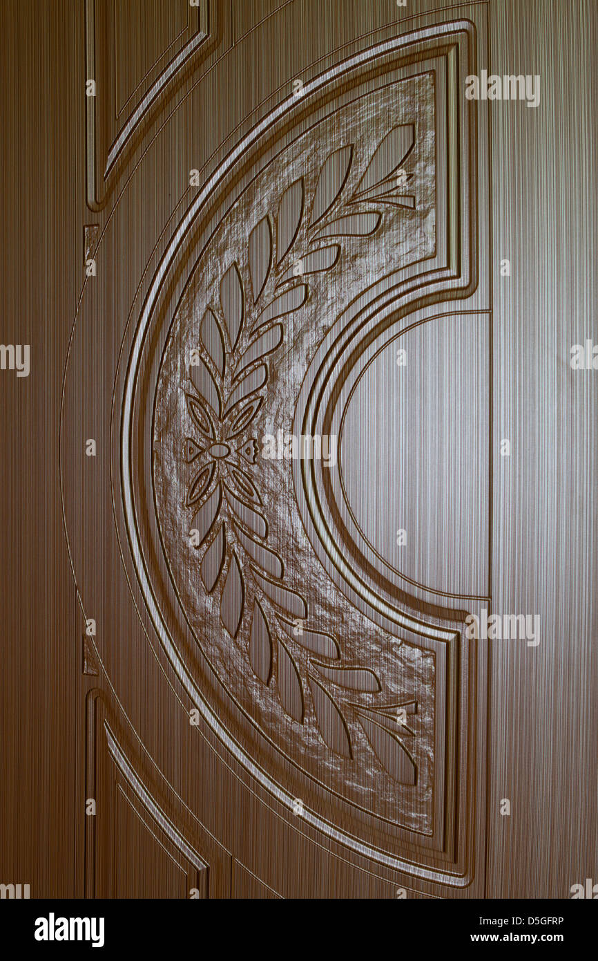 Fragment Beautiful Carved Brown Wooden Door With An Emphasis