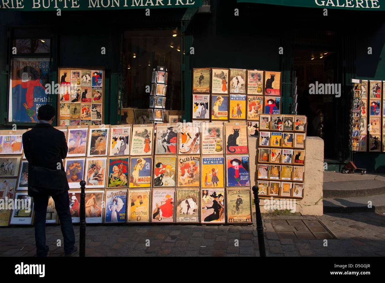 Book shop in Montmartre selling classic French illustrations of Paris