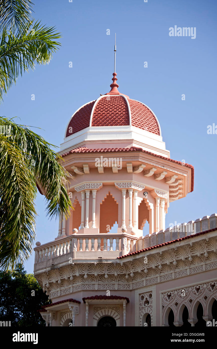 tower of the moorish Palacio de Valle or Valle's Palace in Punta Gorda, Bahía de Cienfuegos, Cienfuegos, Cuba, Caribbean Stock Photo