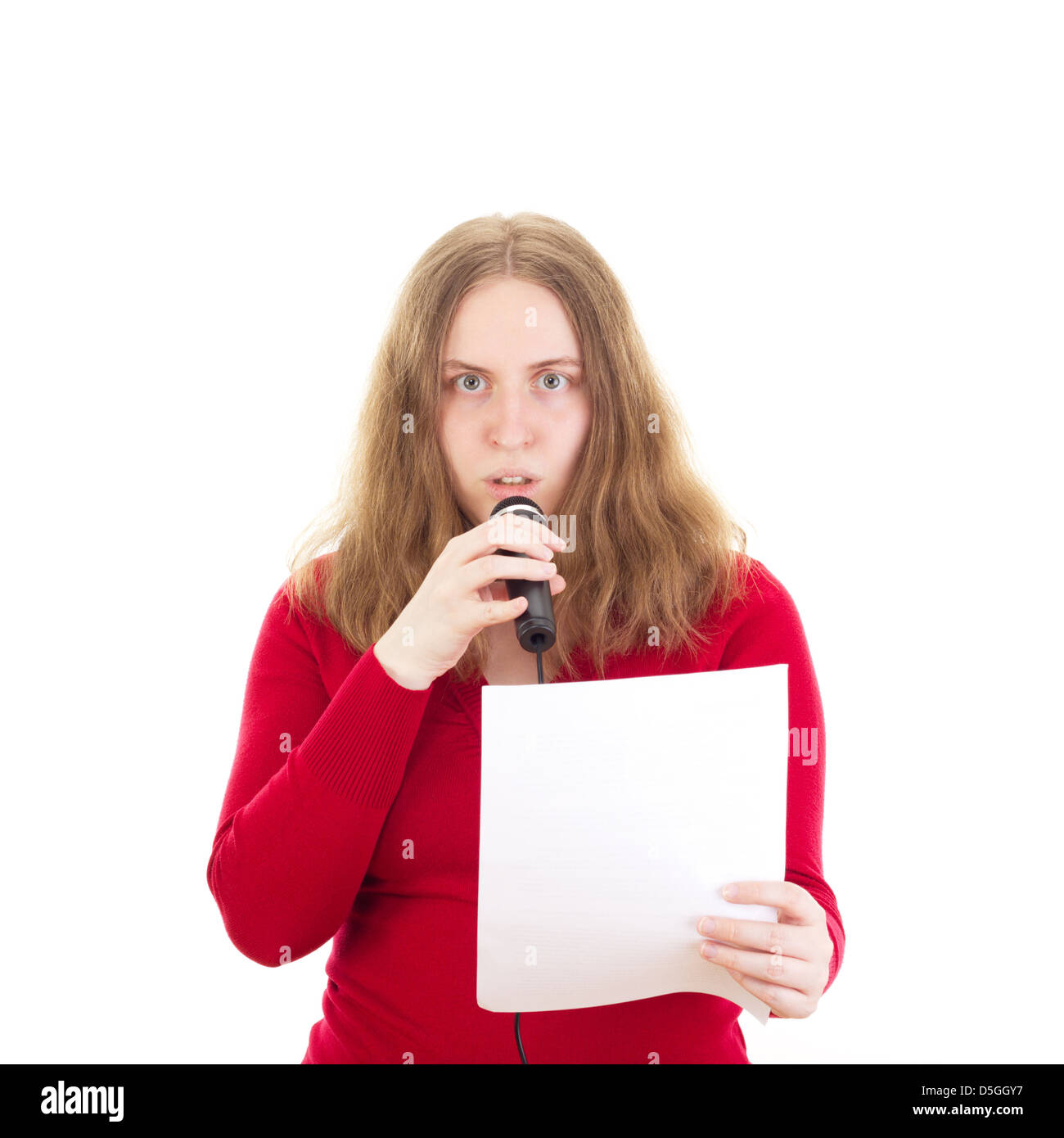 Beautiful woman looking scared Stock Photo Alamy