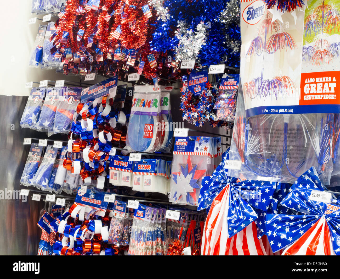 Patriotic American Flag Display, Party Store, NYC Stock Photo Alamy