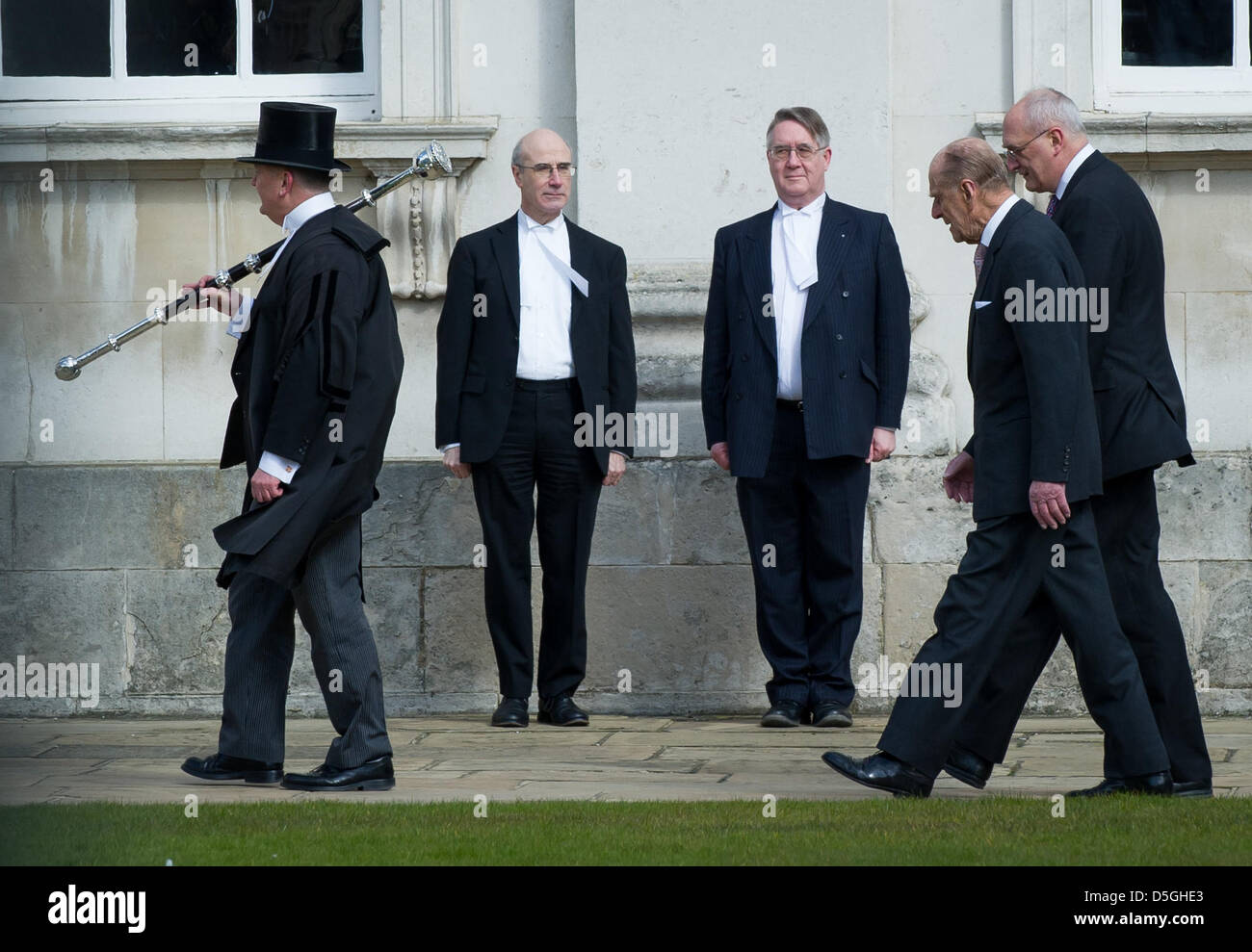 Cambridge Uk 2nd April 2013 Prince Philip And Sir David Stock Photo Alamy