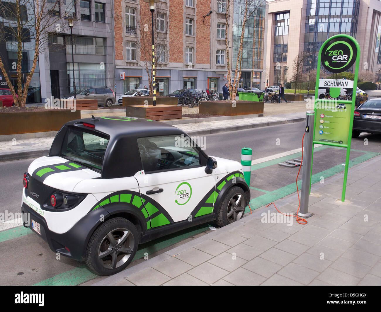 zen car electric vehicle recharging station near the Jubelpark in Brussels, Belgium Stock Photo