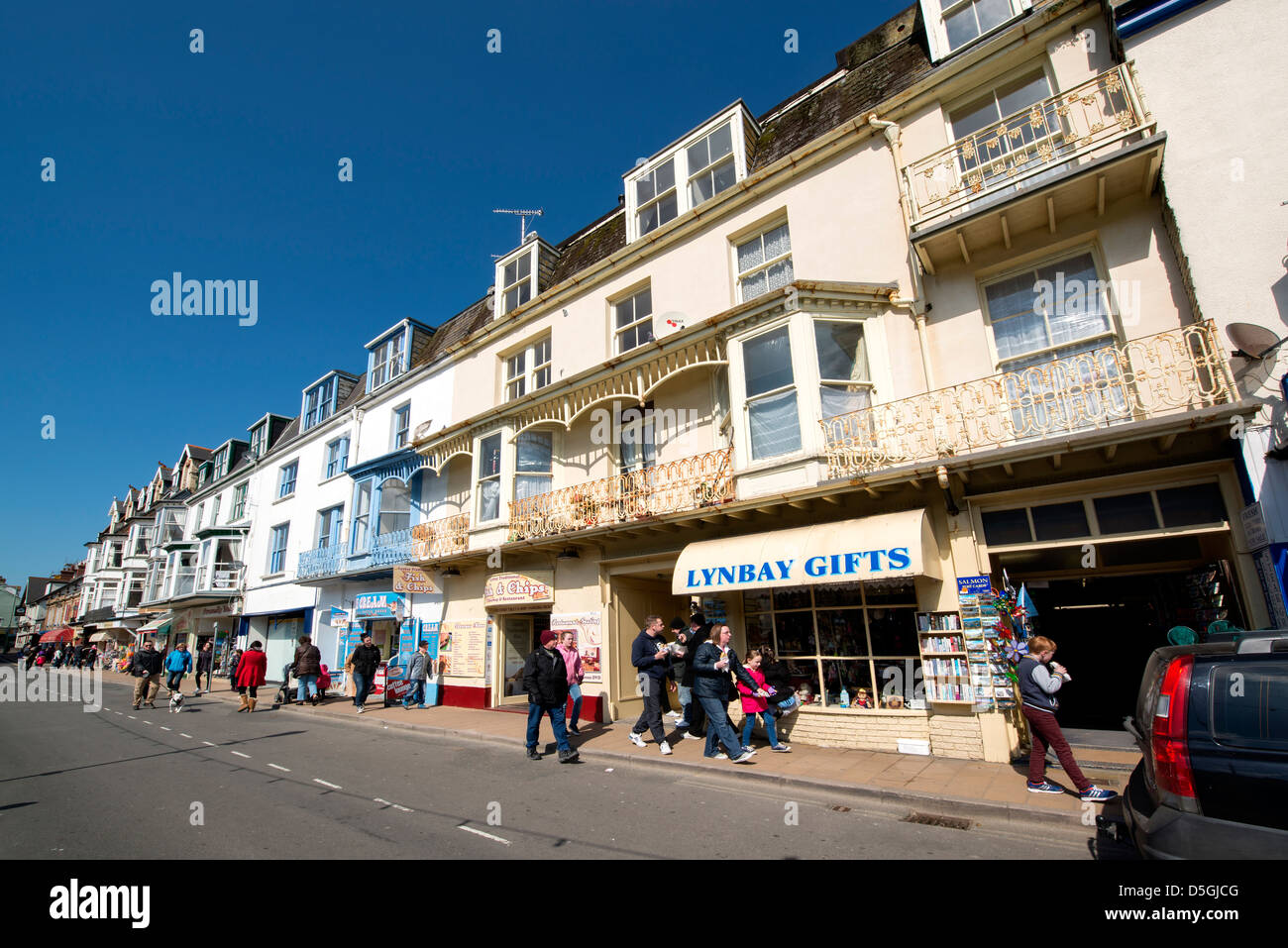 tourism gift shops align the seafront in the coastal harbour town of