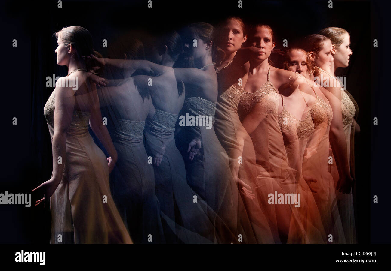 Multiple images of dancer moving across frame Stock Photo