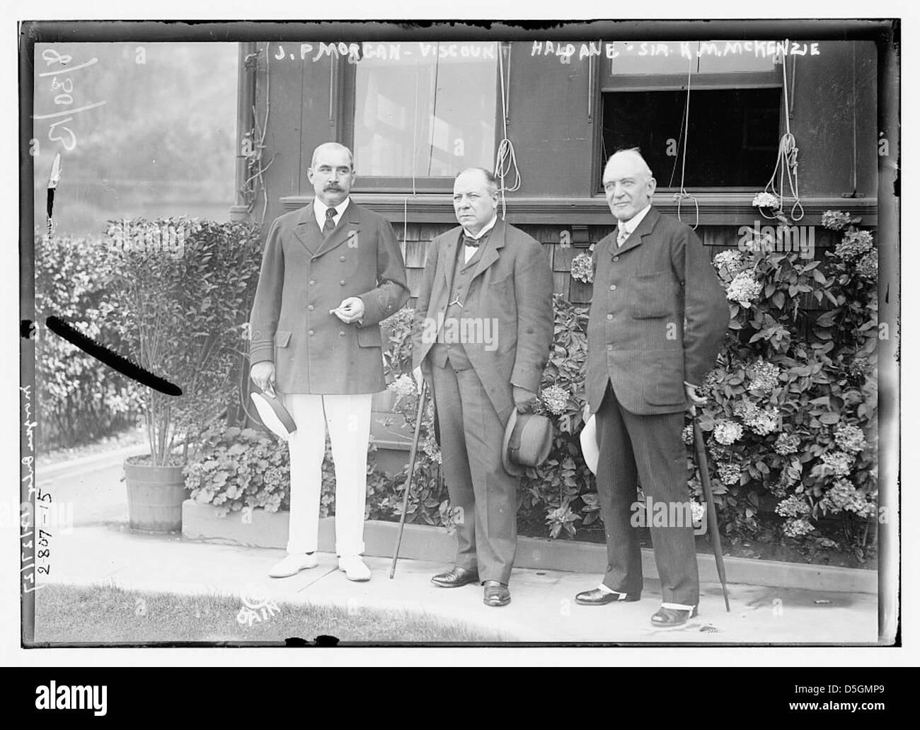 J.P. Morgan, Viscount Haldane and Sir K.M. McKenzie (LOC) Stock Photo