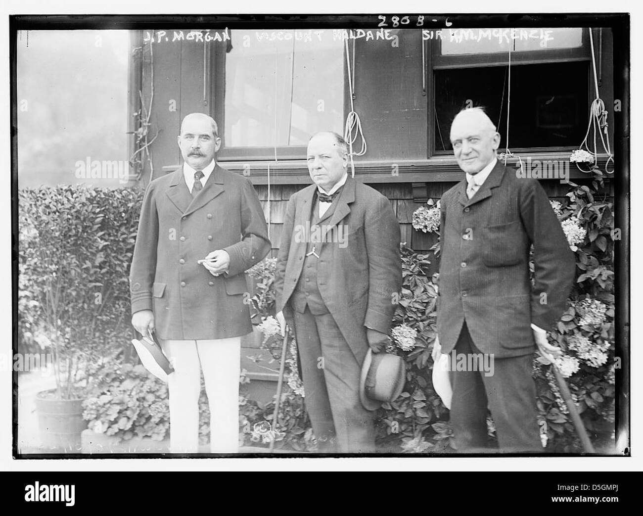 J.P. Morgan, Viscount Haldane, and Sir K.M. McKenzie (LOC) Stock Photo