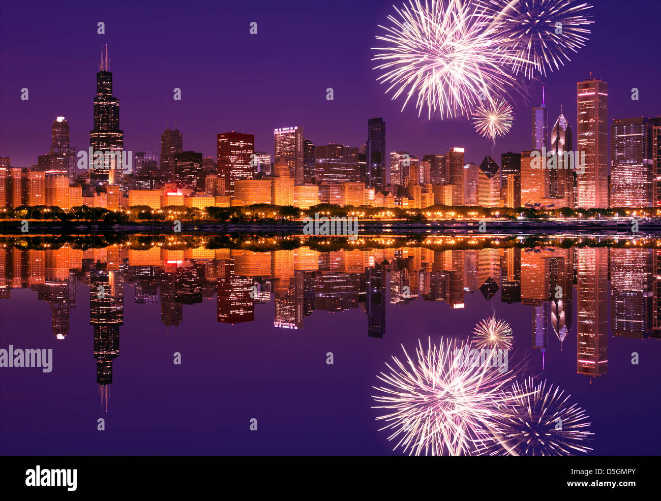LAKE SHORE SKYLINE DOWNTOWN CHICAGO ILLINOIS USA Stock Photo Alamy