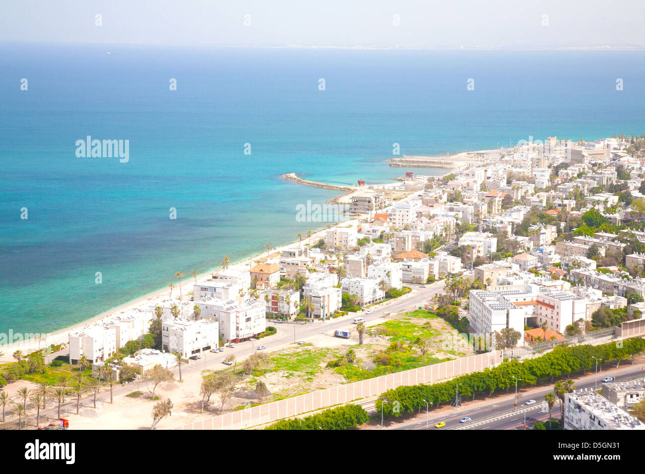 Aerial view of Haifa Bay and surroundings, Haifa, Israel, Middle East