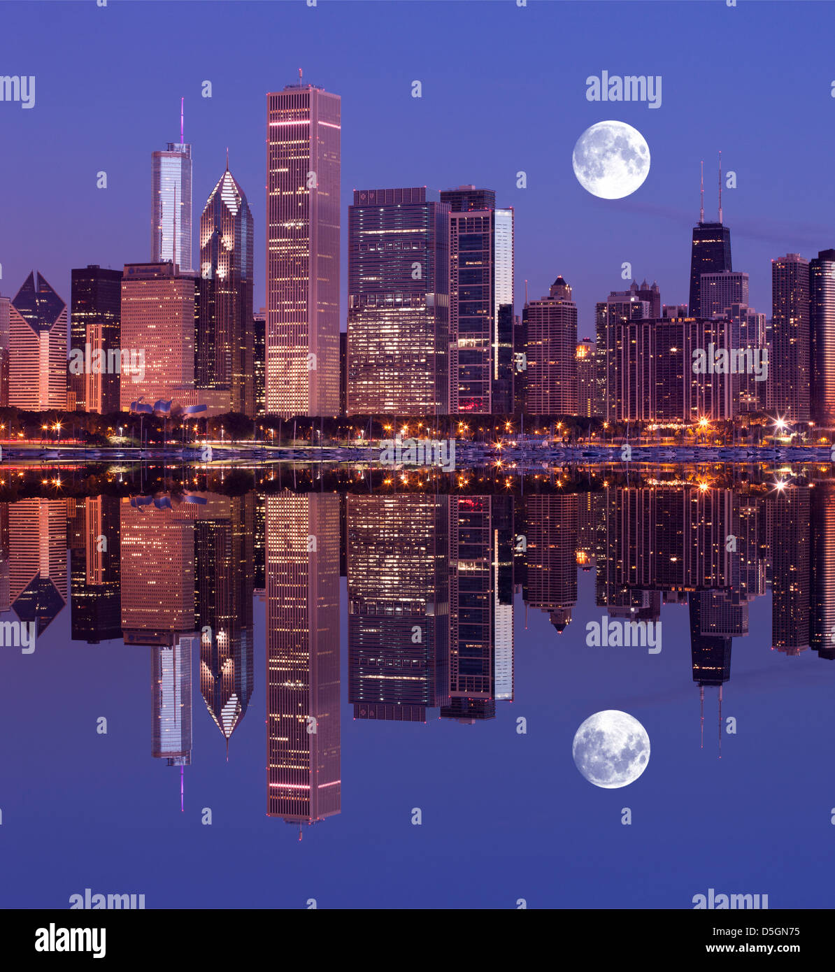 LAKE SHORE SKYLINE DOWNTOWN CHICAGO ILLINOIS USA Stock Photo - Alamy