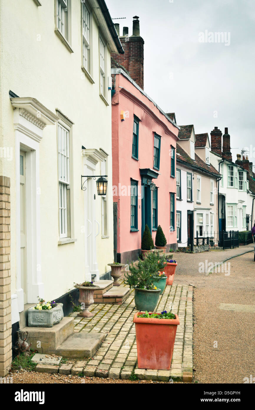 Row of traditional town houses in Clare, Suffolk Stock Photo Alamy
