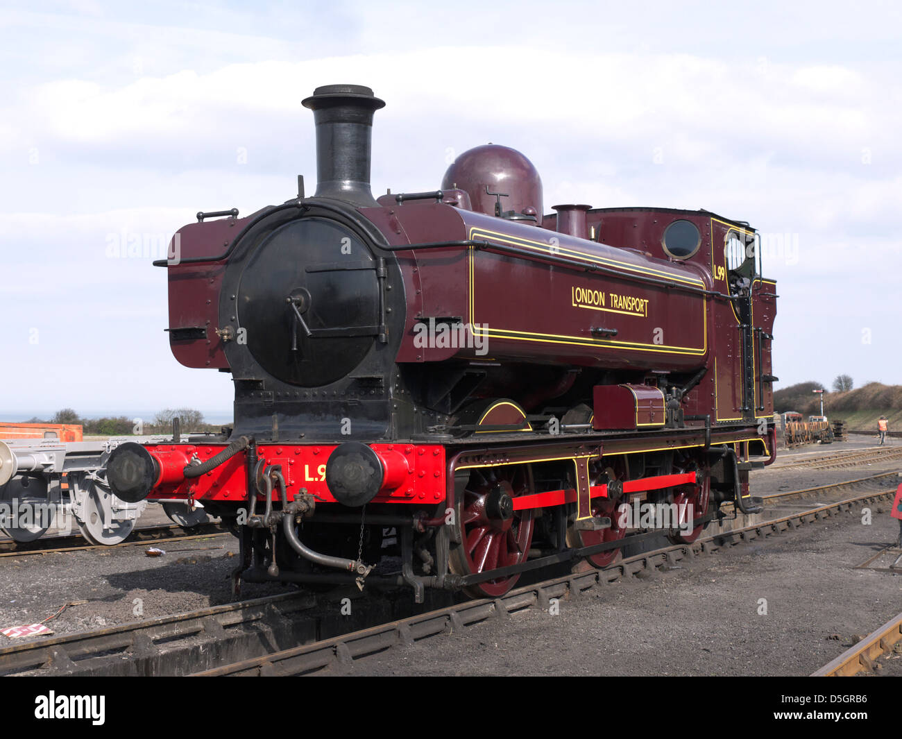 London Transport steam loco at Weybourne, North Norfolk railway spring