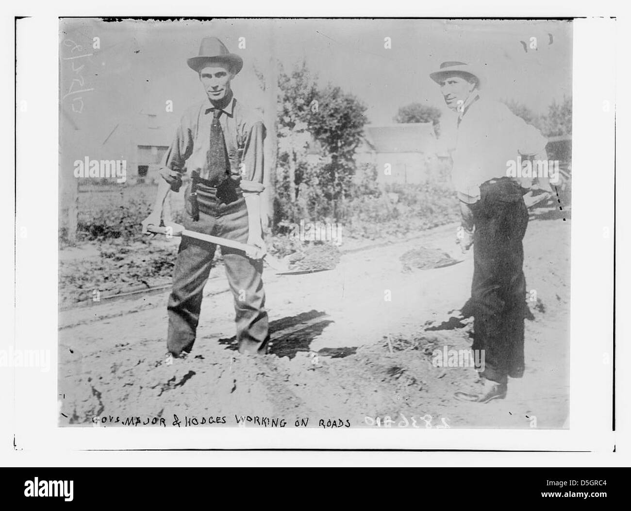 Govs. Major and Hodges working on roads (LOC Stock Photo Alamy