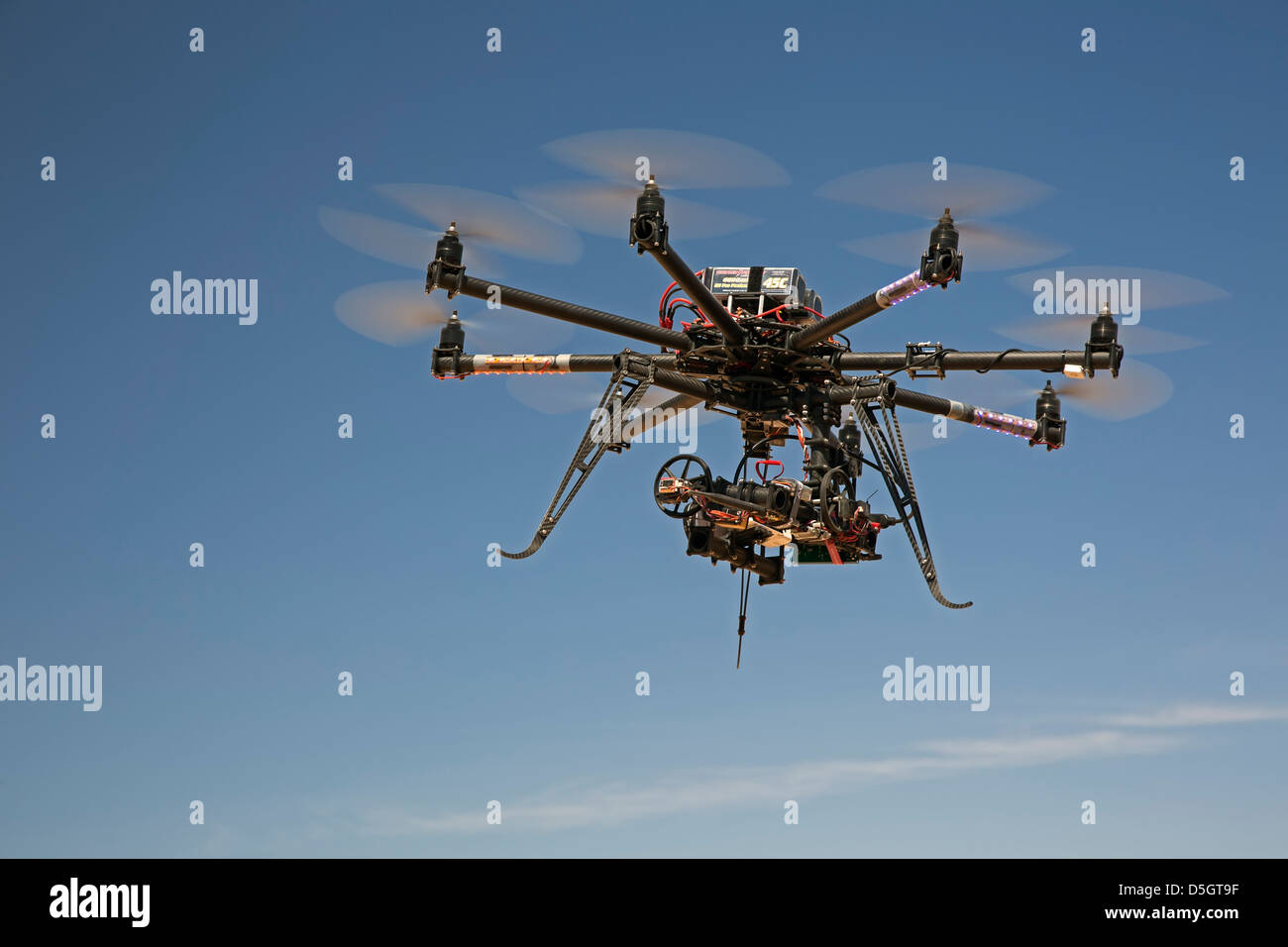 Jean, Nevada - Photographers use an unmanned aerial vehicle to photograph the Mint 400, an off-road race in the Mojave Desert. Stock Photo