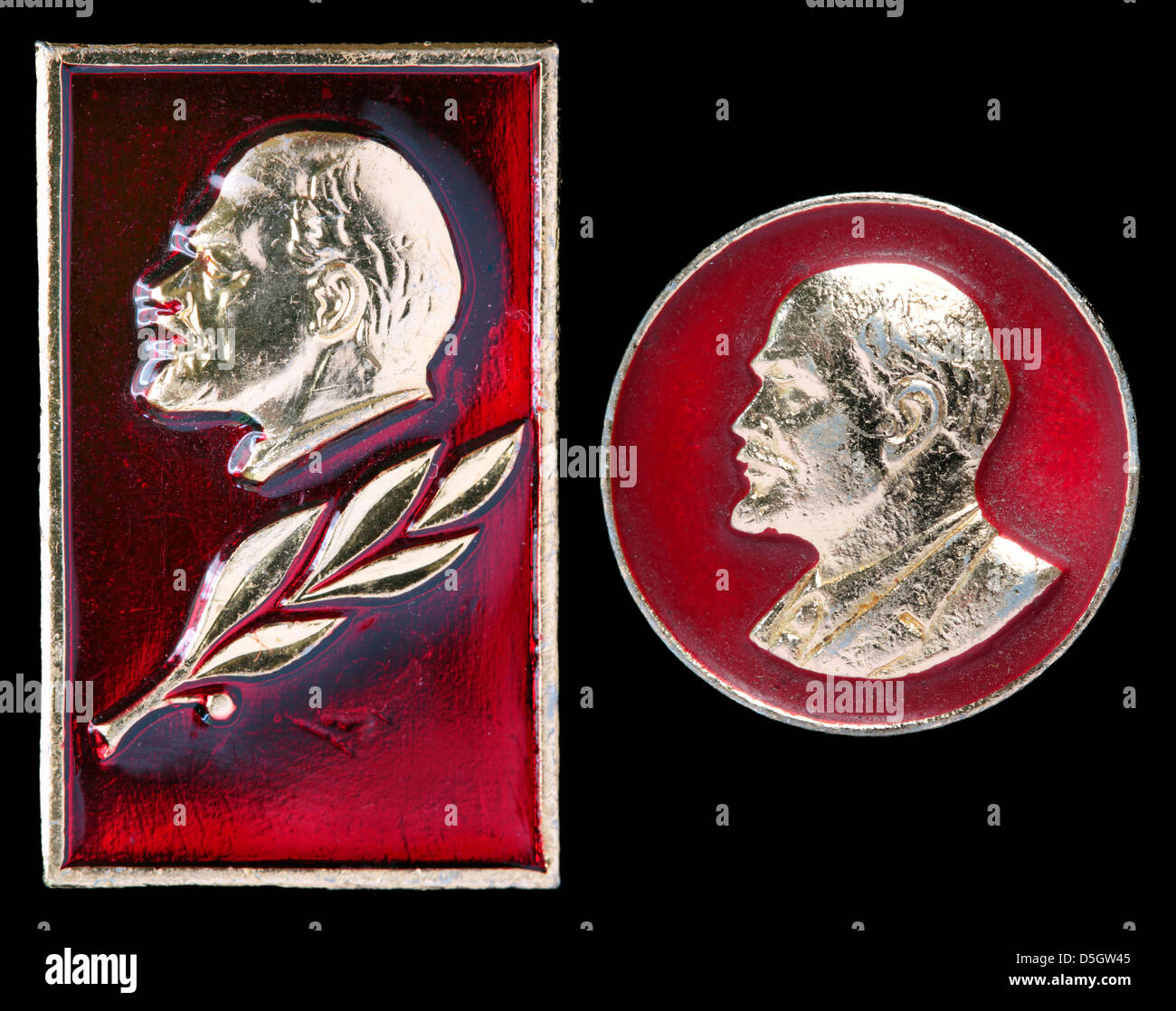 Soviet pin badge with Vladimir Lenin, 1980s Stock Photo