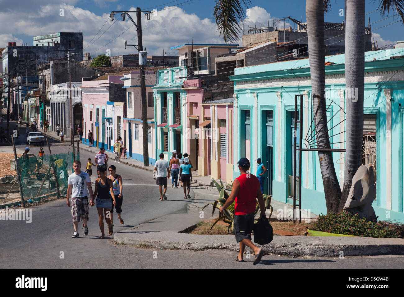Cuba, Matanzas Province, Matanzas, town waterfront buildings Stock Photo