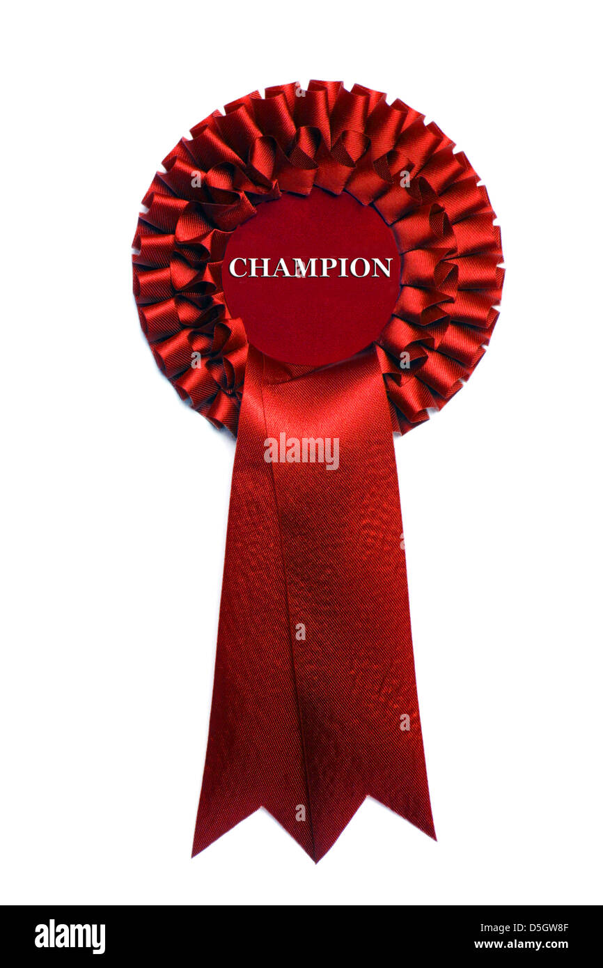 Red Rosette Ribbon Award Champion Winner Prize High Resolution Stock  Photography and Images - Alamy