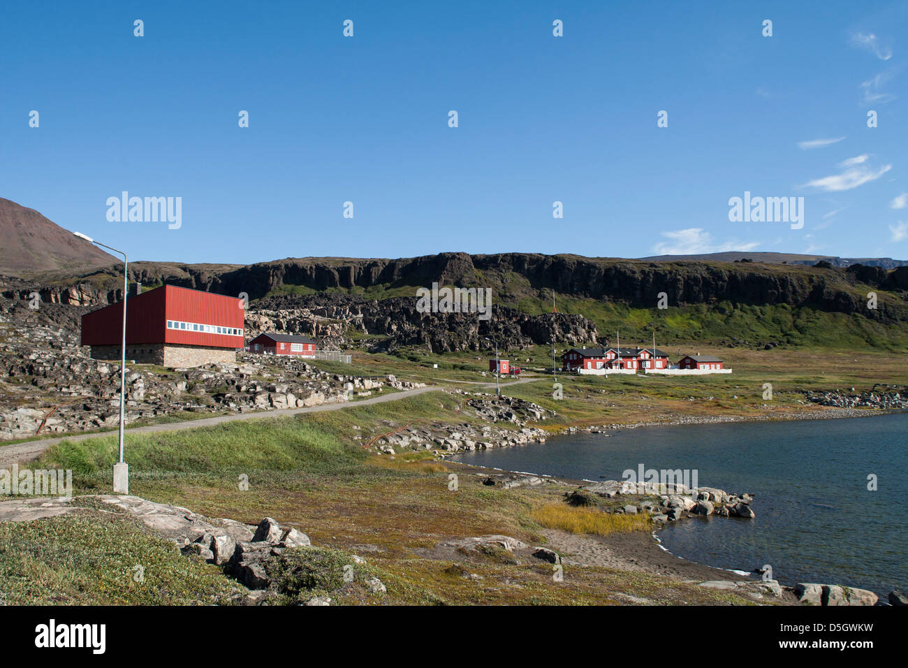 The Arctic Station, Qeqertarsuaq, Greenland. An outpost of Copenhagen University. Stock Photo