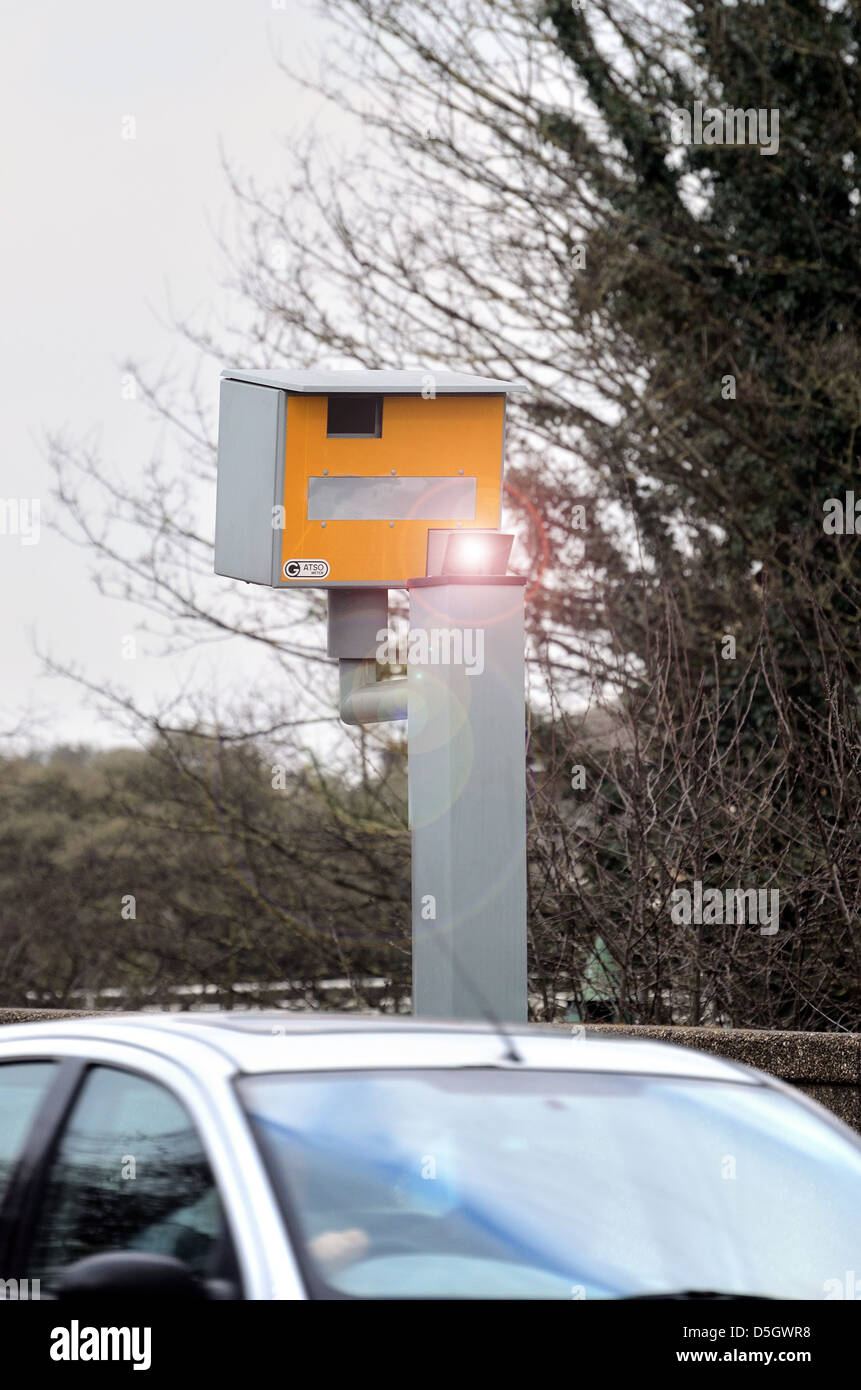 Yellow gatso roadside flashing speed hires stock photography and