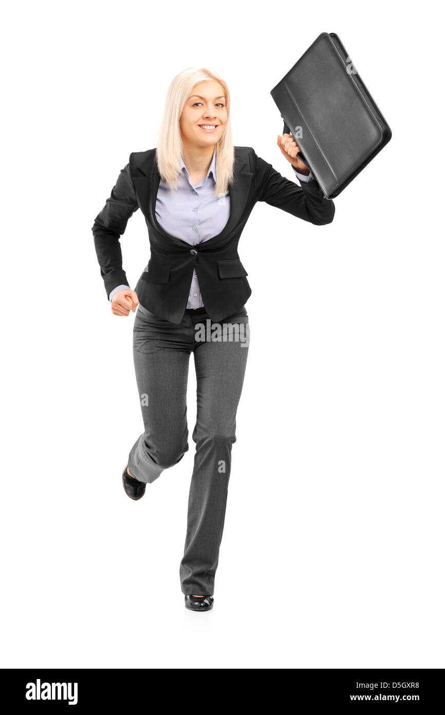 Woman running late for meeting Cut Out Stock Images & Pictures - Alamy