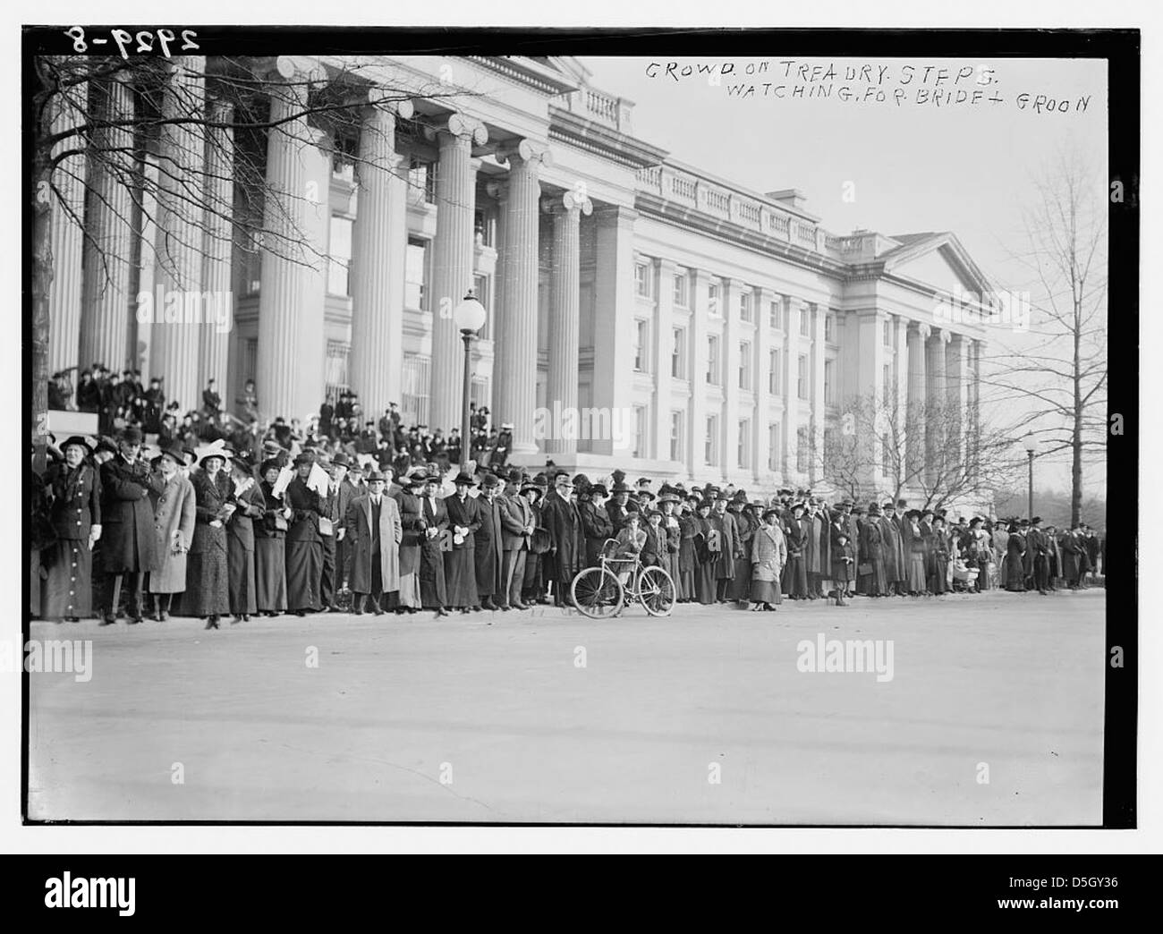 Crowd on Treasury steps watching for Bride and Groom (Wilson) (LOC) Stock Photo