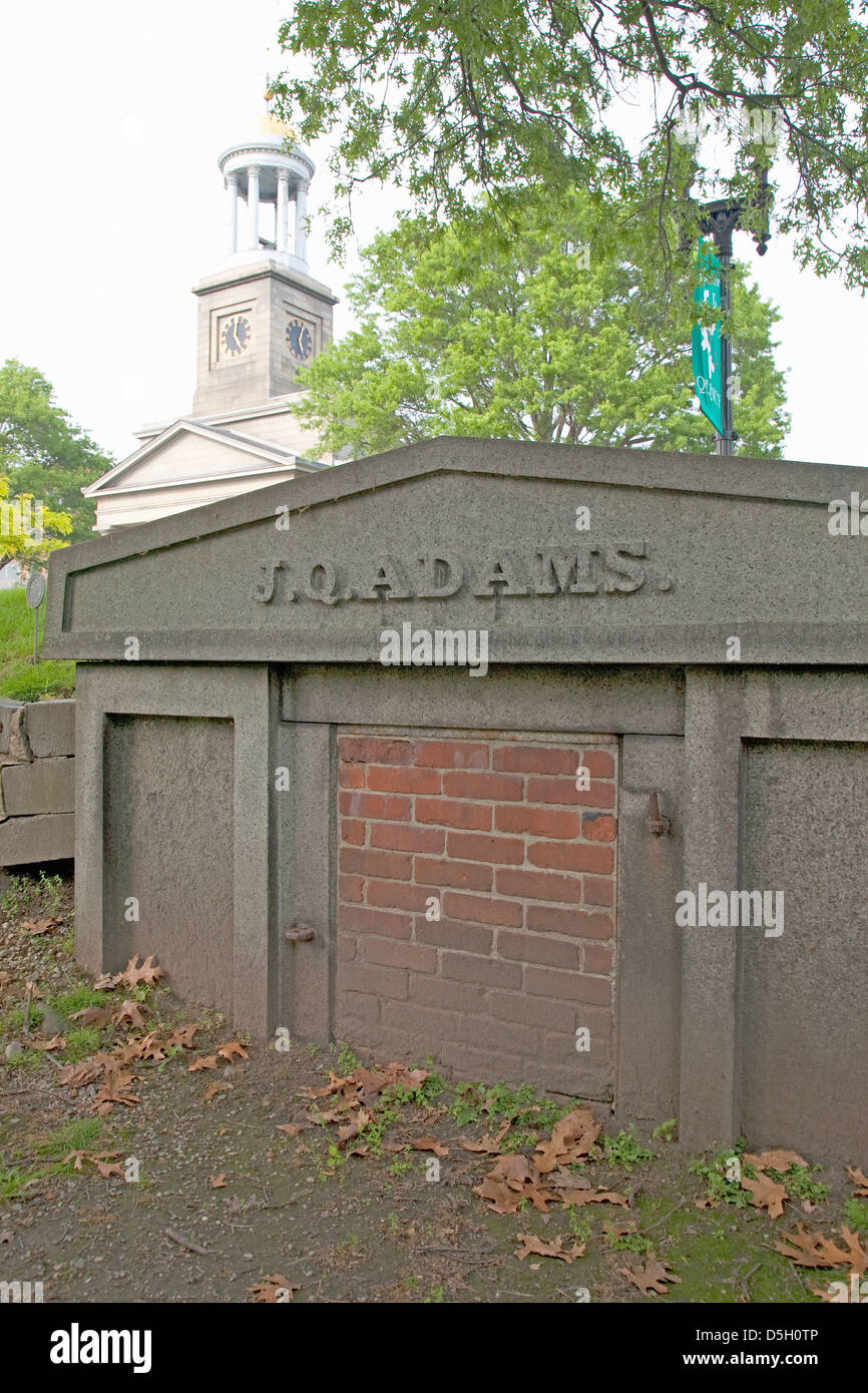 Burial stone for J.Q. Adams, Quincy, Ma., USA Stock Photo