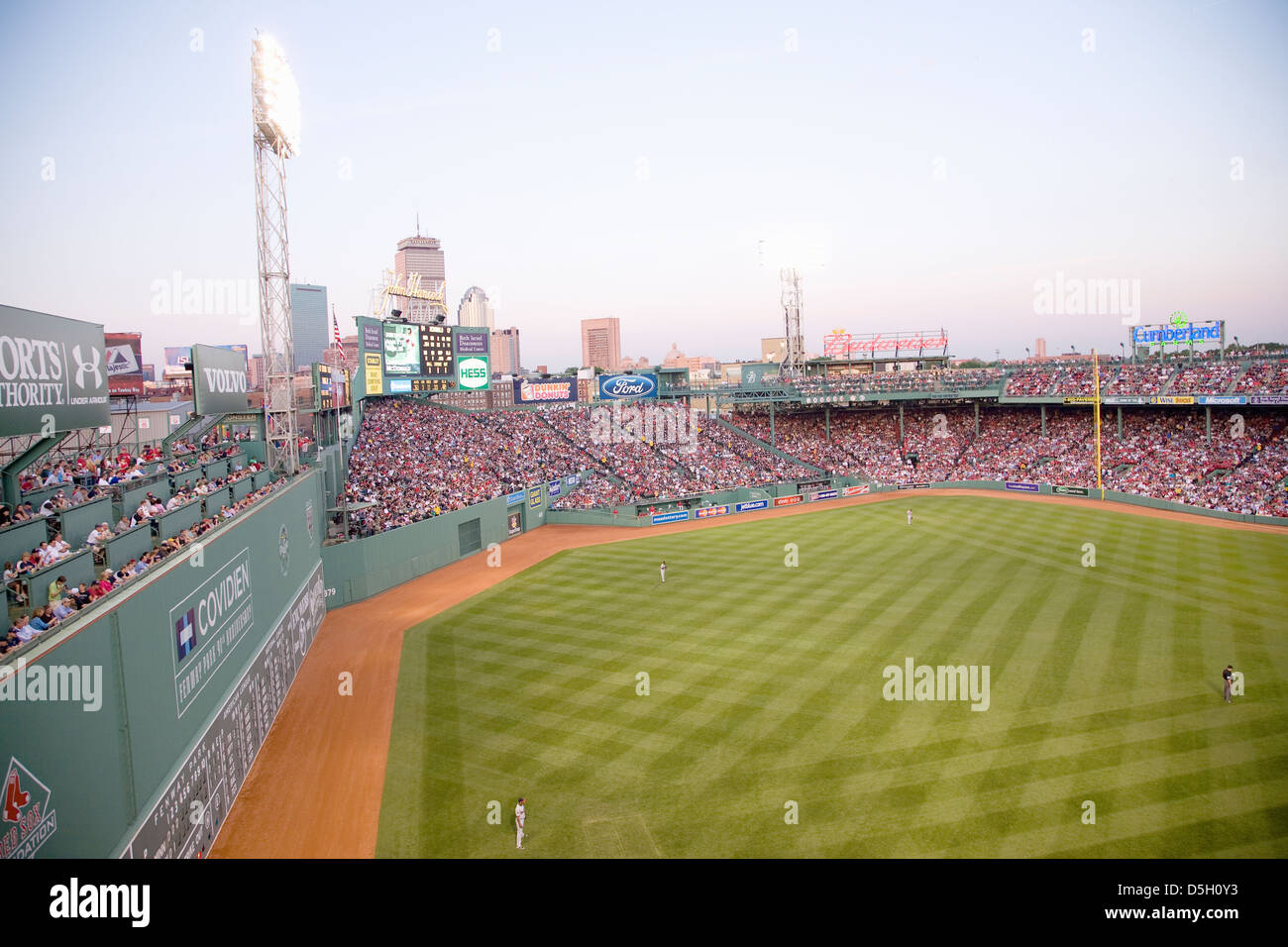 Left field "Monster Wall" where Boston Red Sox defeat Minnesota Twins 6 to  2 38,144 attend May 20 2010 Major League baseball Stock Photo - Alamy