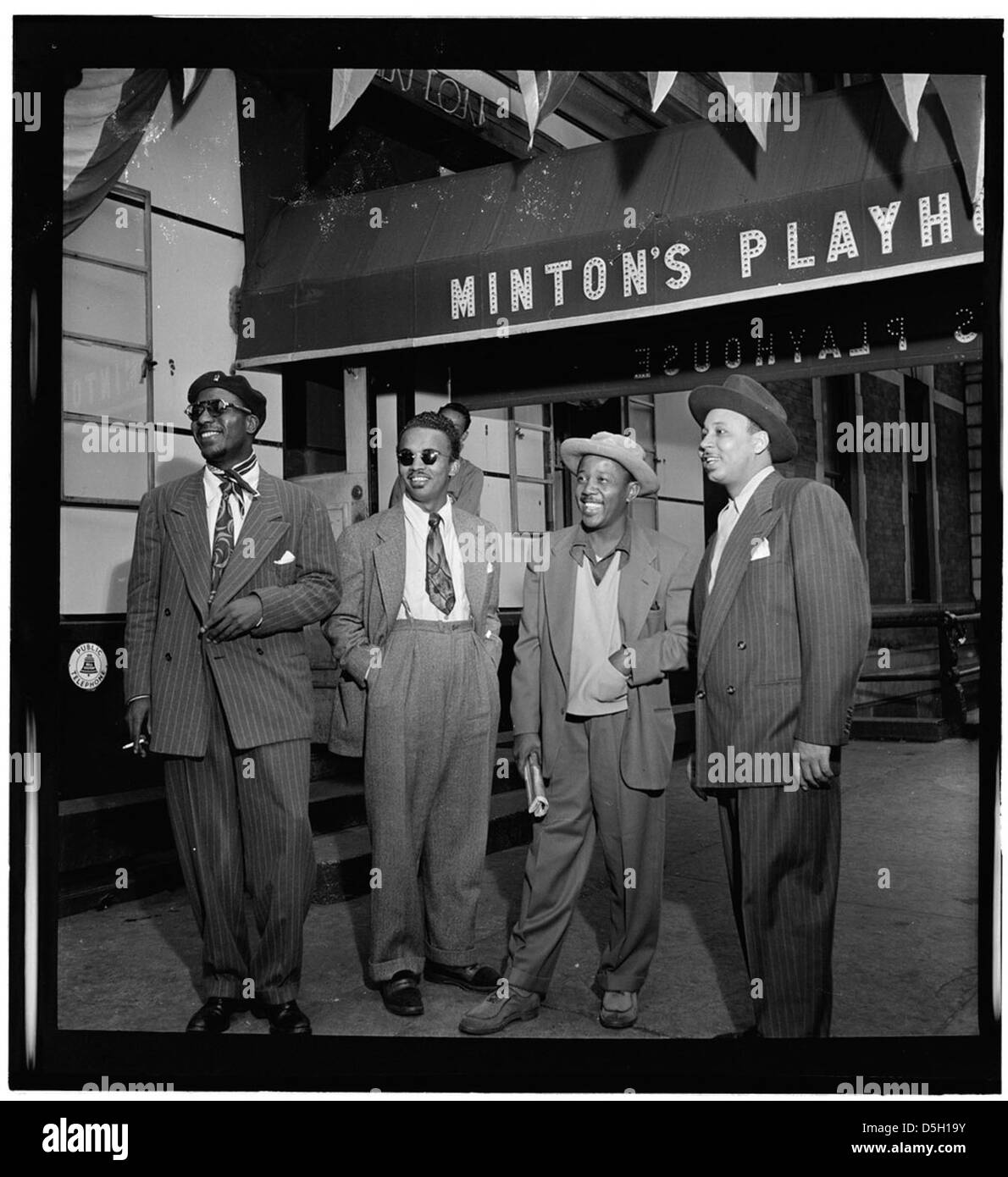 [Portrait of Thelonious Monk, Howard McGhee, Roy Eldridge, and Teddy Hill, Minton's Playhouse, New York, N.Y., ca. Sept. 1947] (LOC) Stock Photo