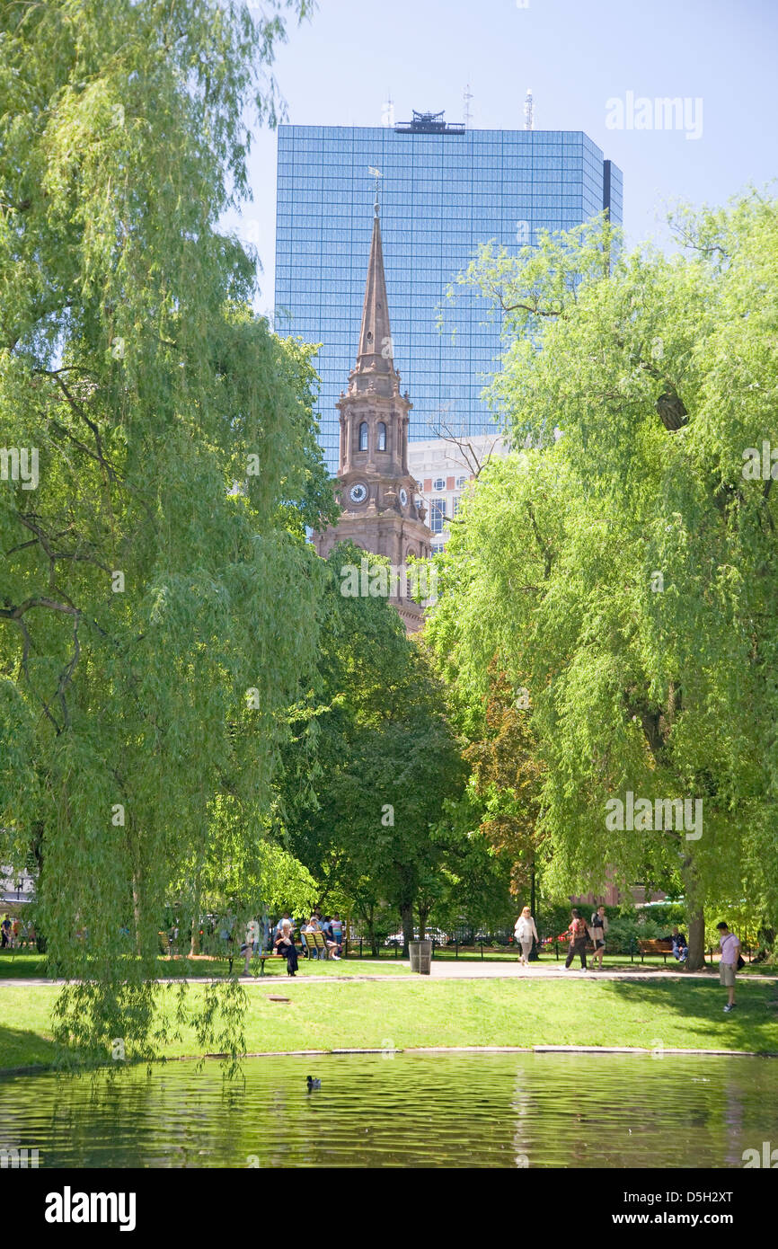 Public Garden founded 1837 and Boston Common in Summer, Boston, Ma