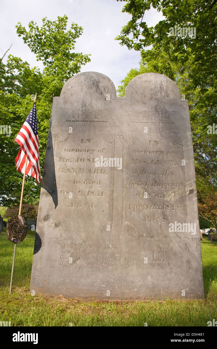 Revolutionary War graves in old cemetery near Concord, MA Stock Photo