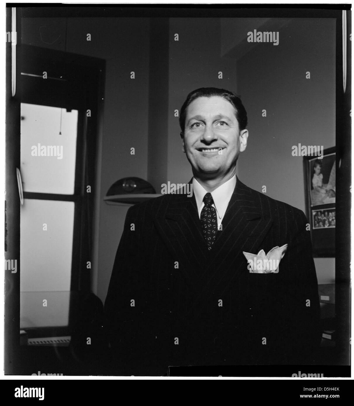 This portrait shows Lawrence Welk, the renowned bandleader and musician ...