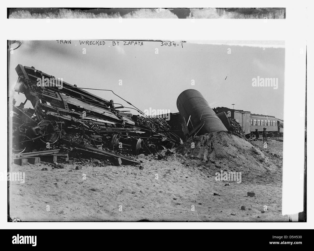 Train wrecked by Zapata (LOC) Stock Photo